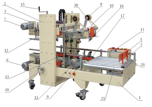 角邊自動膠帶封箱機(jī)結(jié)構(gòu)